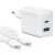 Фото товара Мережевий зарядний пристрій Anker PowerPort - 20W USB-C&USB-A + USB-C cable White